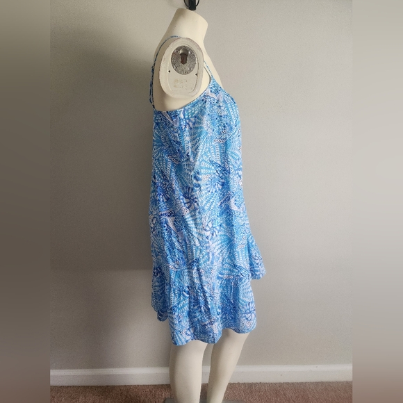 Lilly Pulitzer Jayden Mini Dress women small 100% Linen Blue/White Coastal beach - Picture 3 of 14